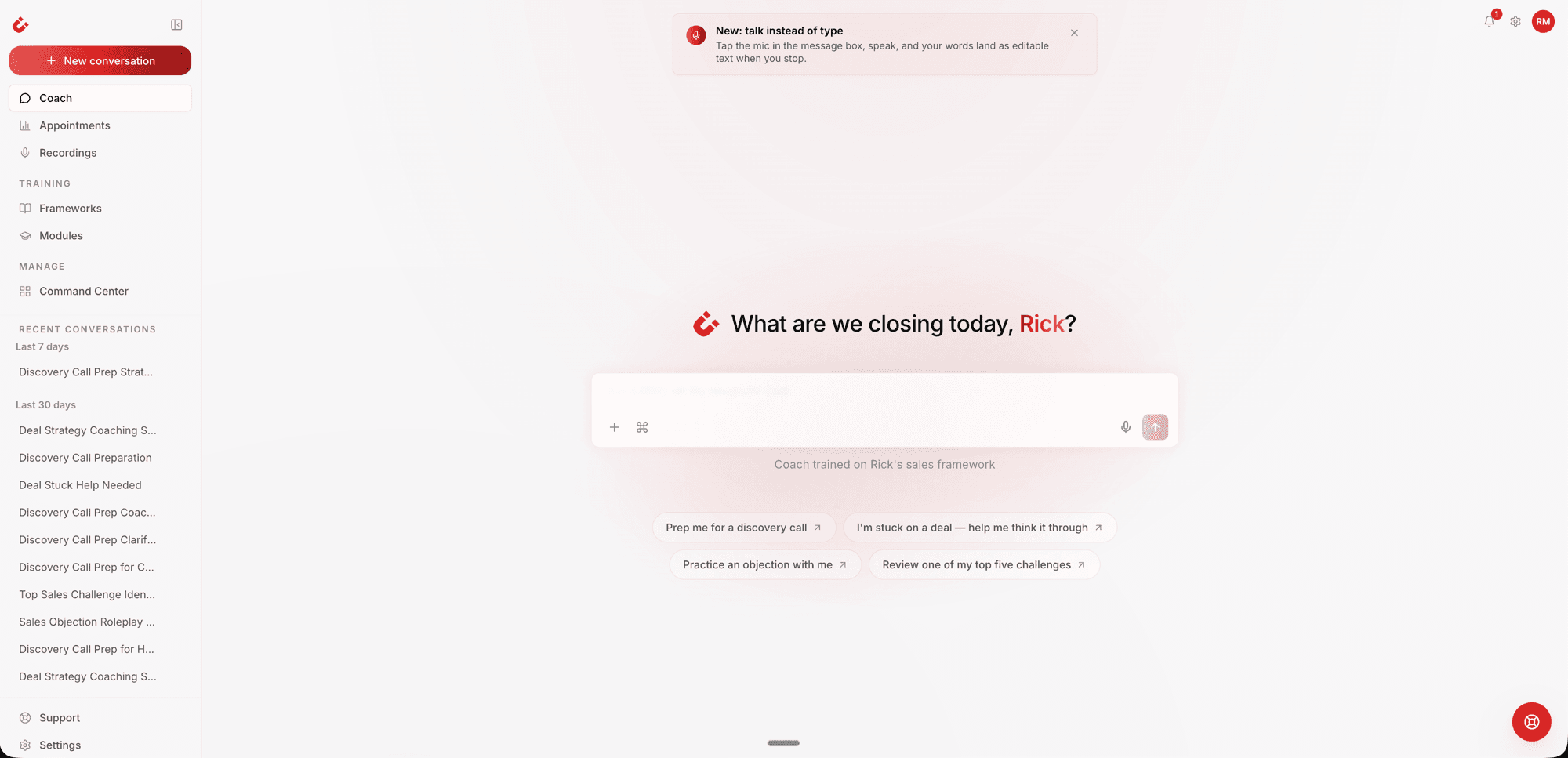 The Clozers coach dashboard