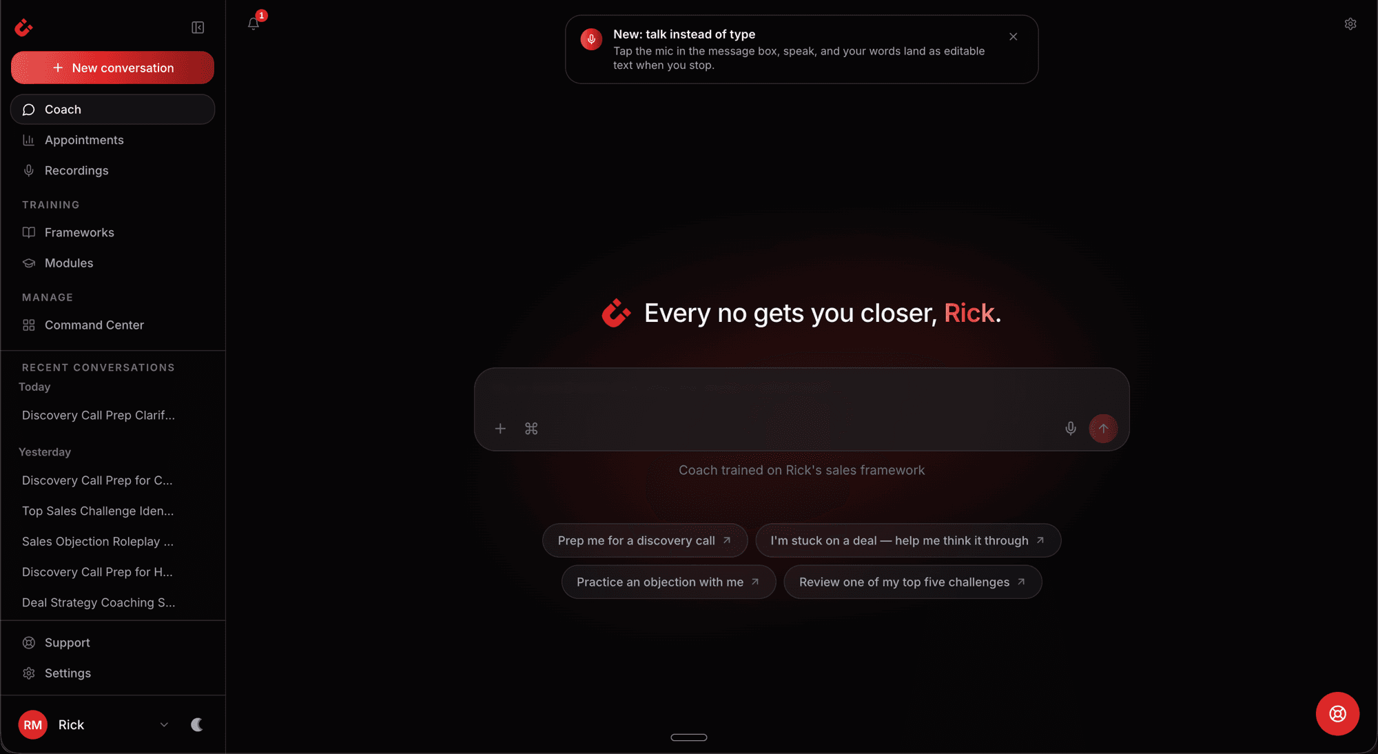 The Clozers coach dashboard